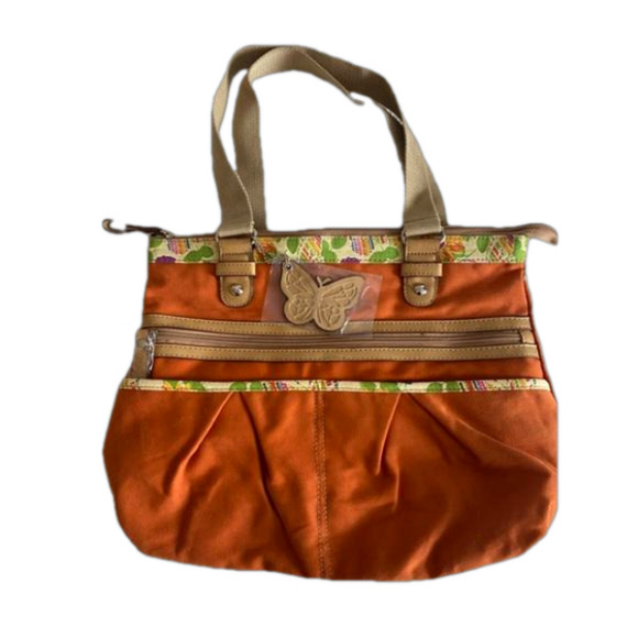 Relic New Boho Retro Canvas Tote Purse Fall Colorful Orange Floral Butterfly - Picture 1 of 14